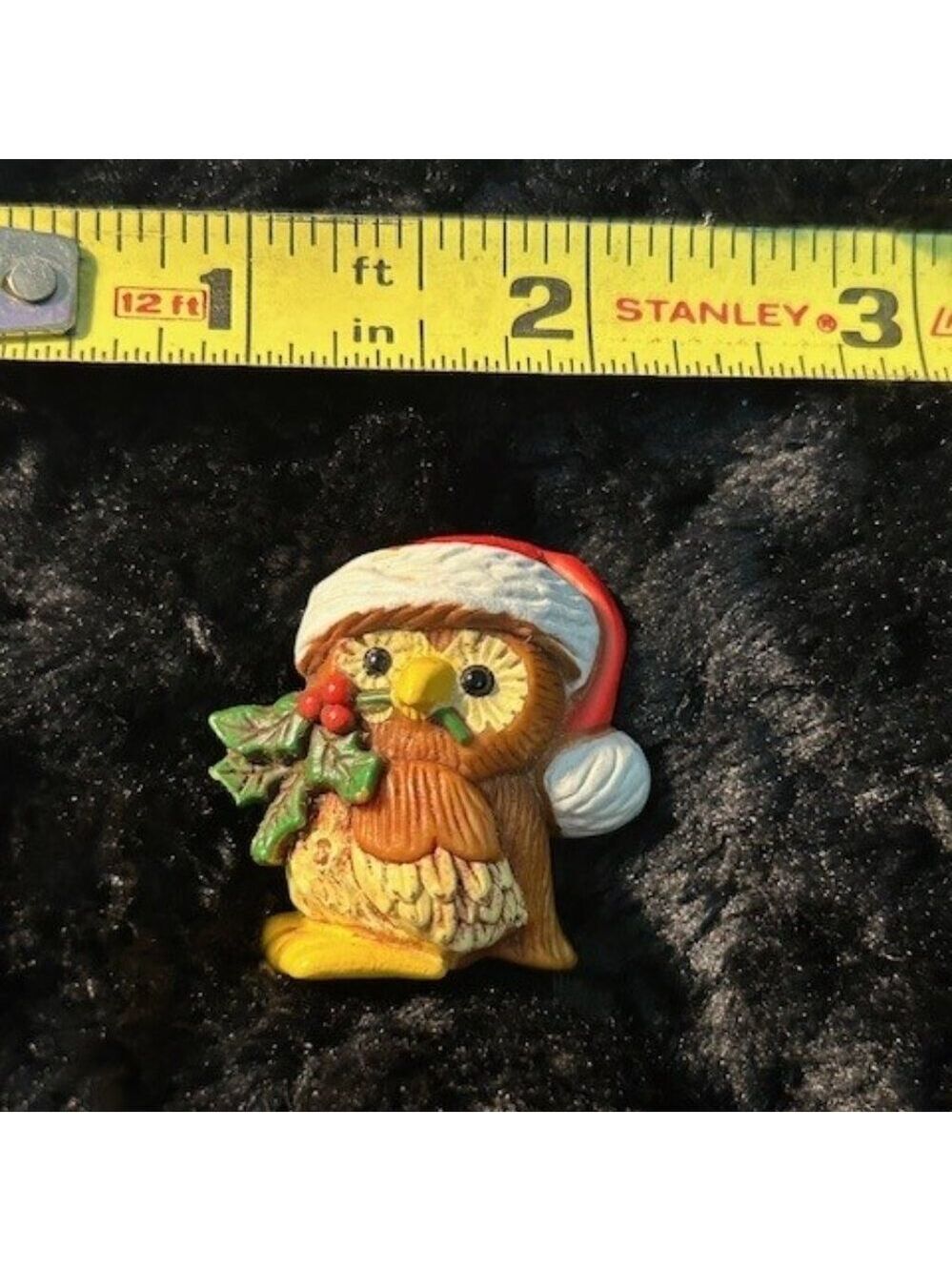 Vintage 1980s Hallmark Plastic Owl Christmas Brooch